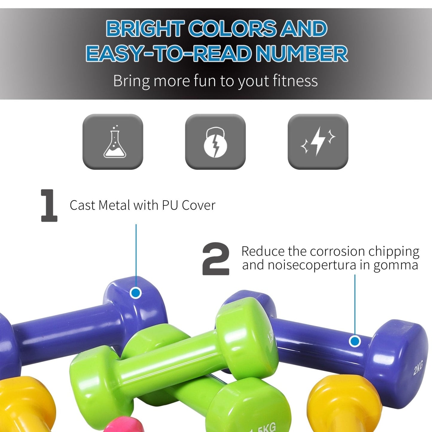 10kg Colour Dumbbell Set with Carry Case-4