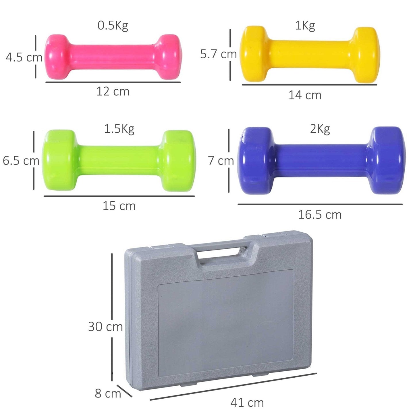 10kg Colour Dumbbell Set with Carry Case-2