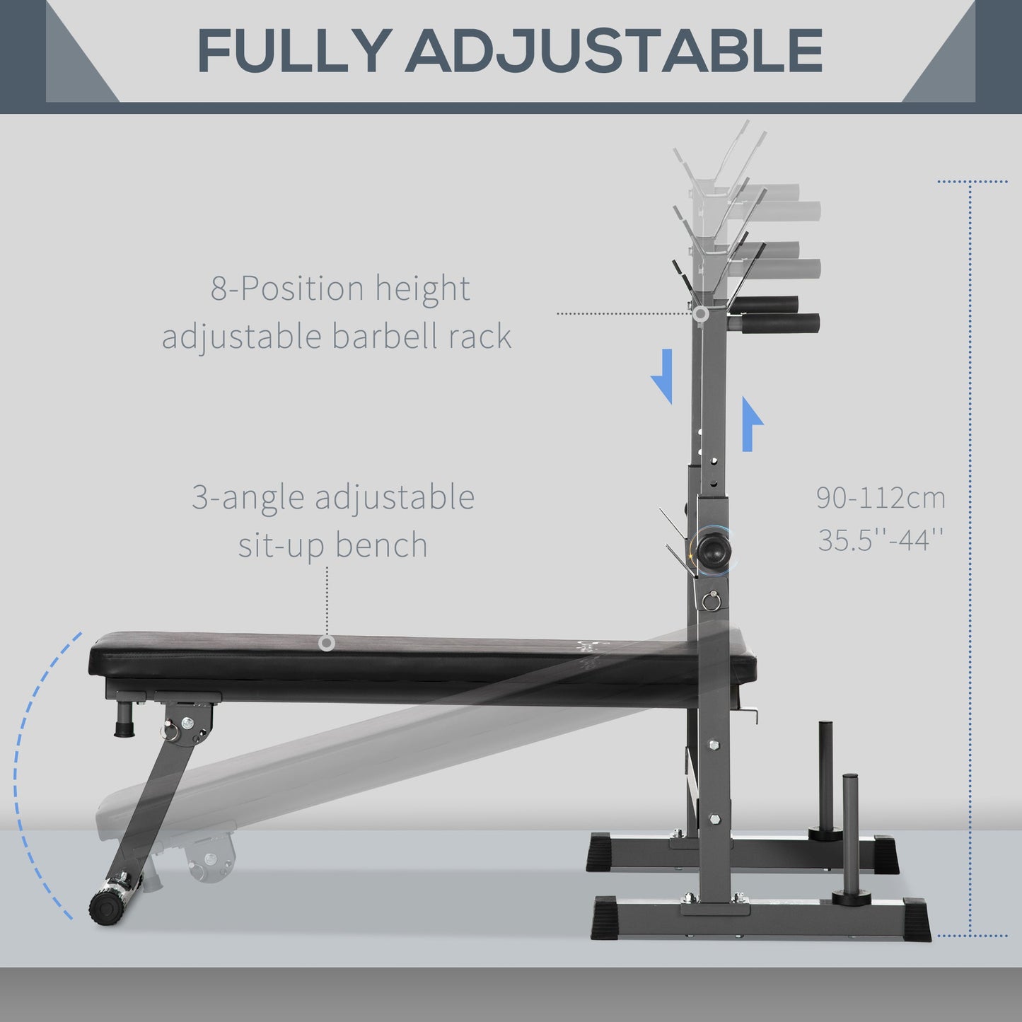Adjustable Weight Bench with Barbell Rack-4