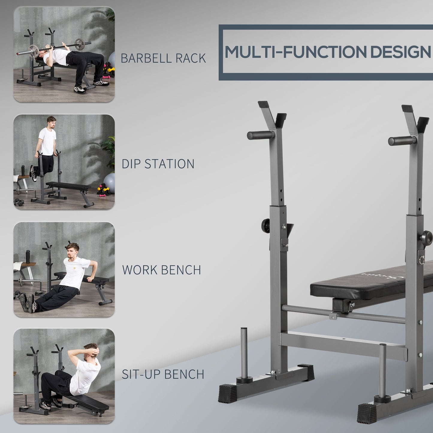 Adjustable Weight Bench with Barbell Rack-3