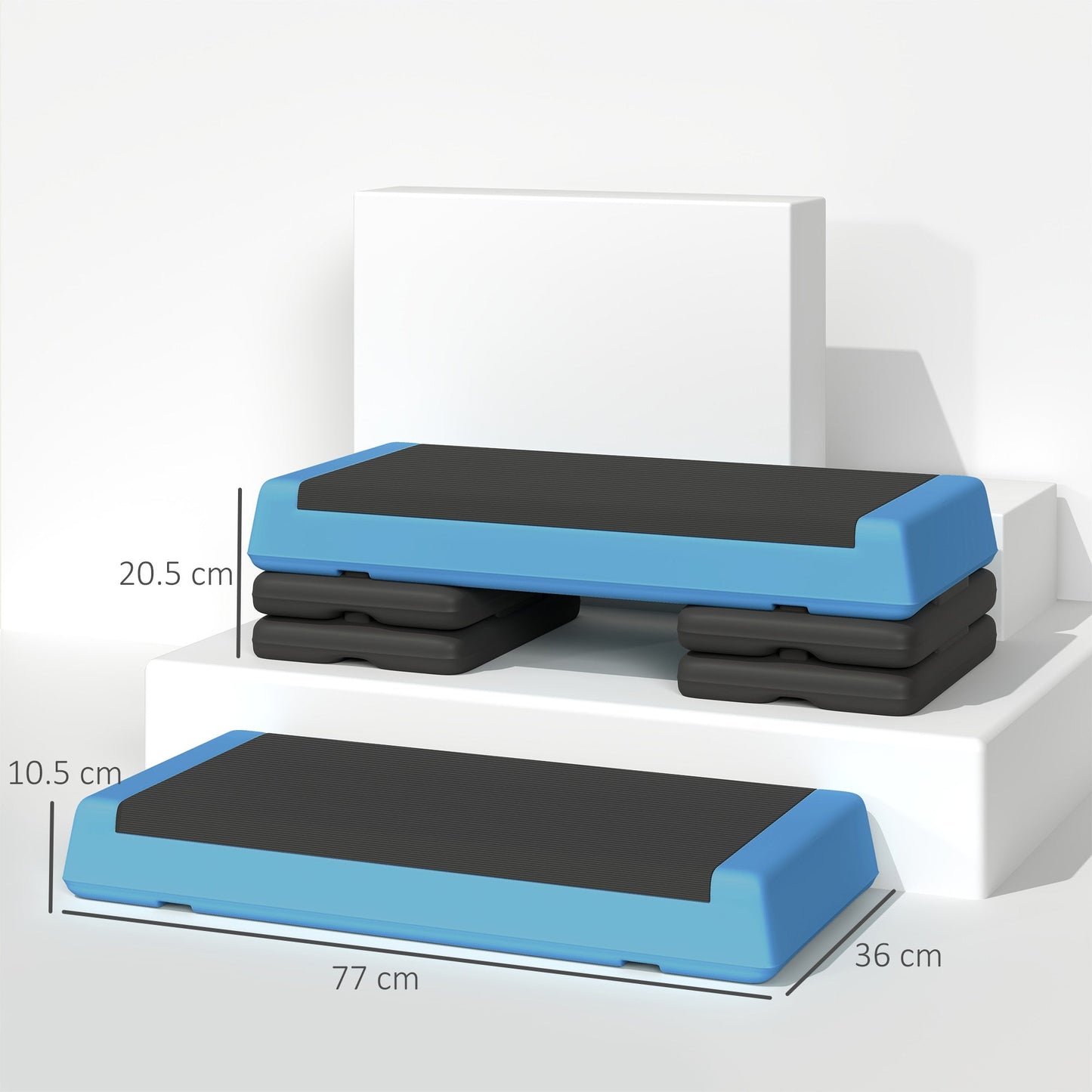 Adjustable Fitness Stepper with Non-Slip Surface - Light Blue-2