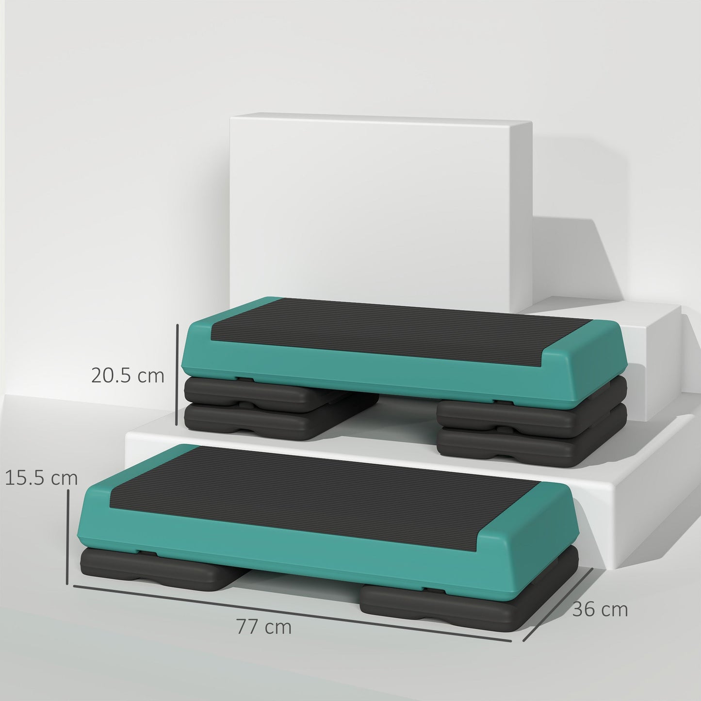Adjustable Fitness Stepper with Non-Slip Surface - Green-2