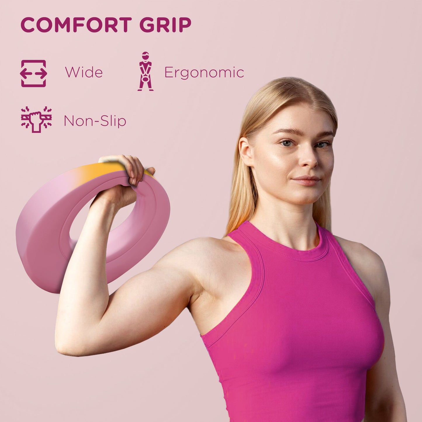 12kg Kettlebell, Soft Kettle Bell with Wide Handle for Home Gym, Weight Lifting, Strength Training, Pink-3