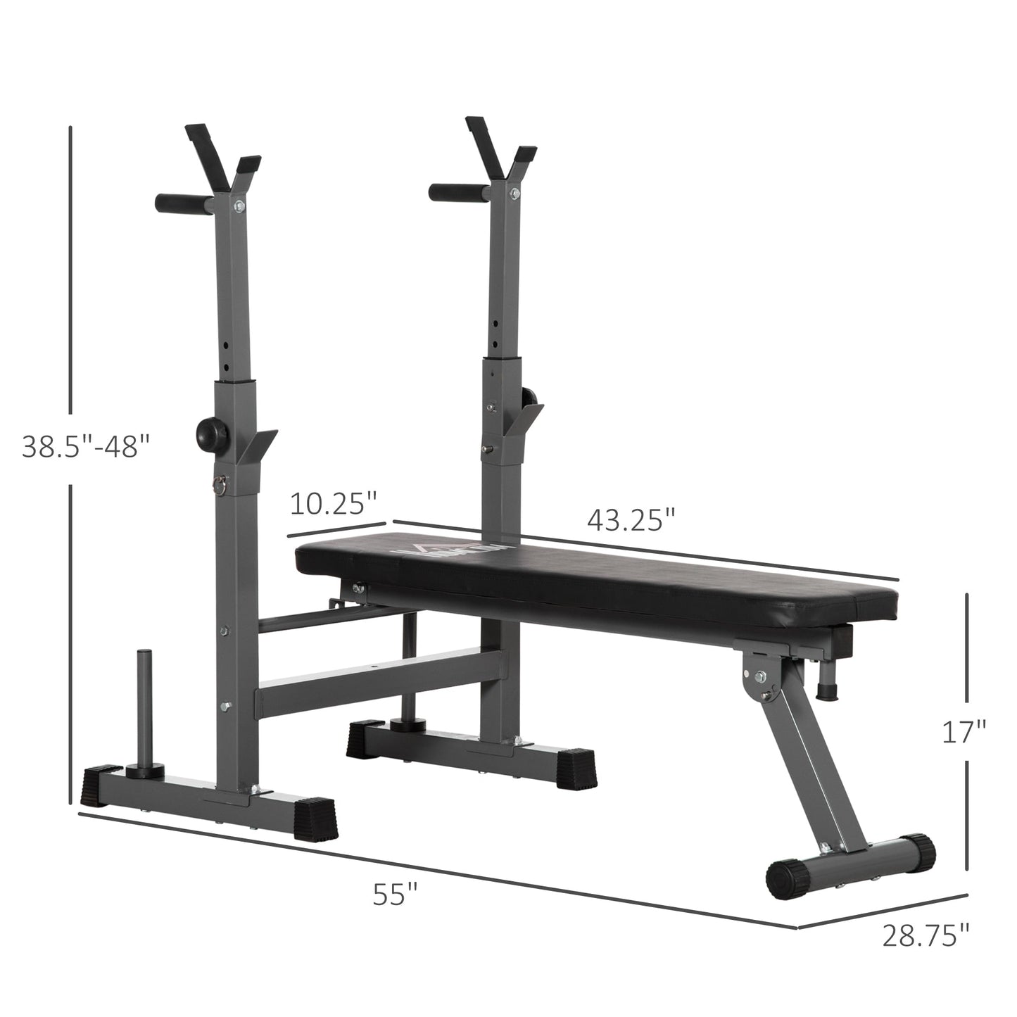 Adjustable Weight Bench with Barbell Rack-2