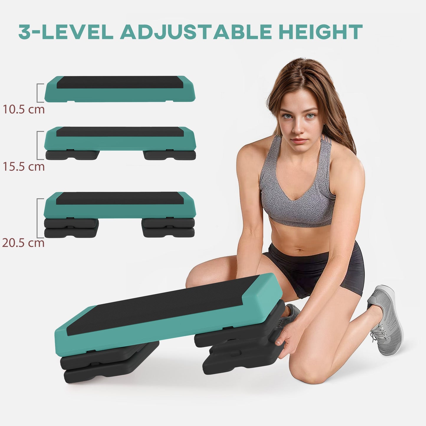 Adjustable Fitness Stepper with Non-Slip Surface - Green-3