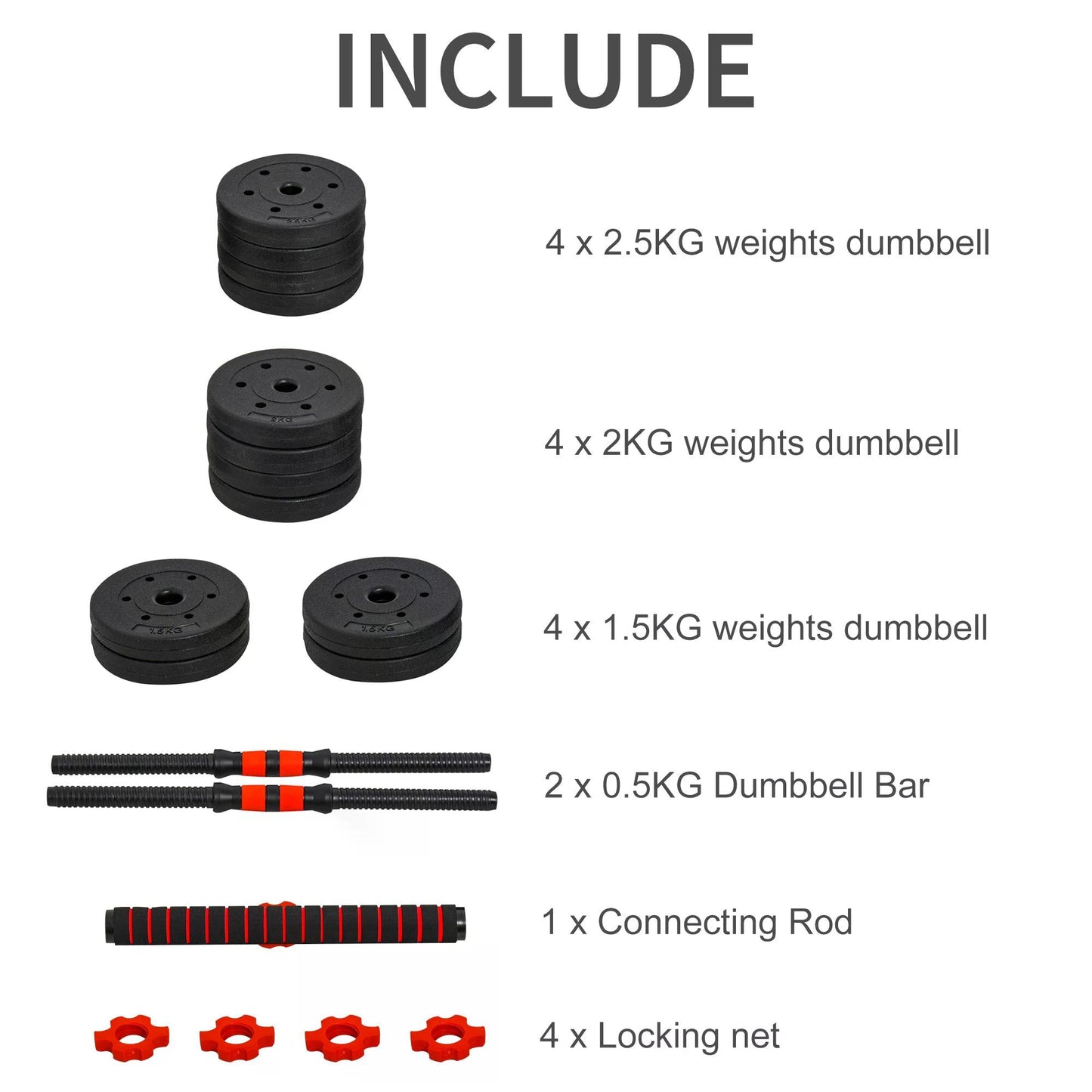 Adjustable Dumbbell & Barbell Set (25kg Total)-4