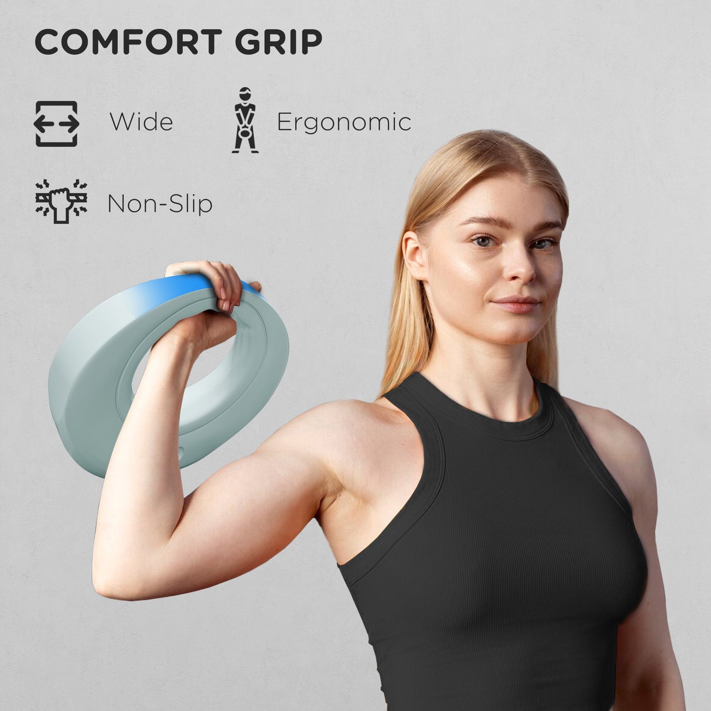 6kg Kettlebell, Soft Kettle Bell with Wide Handle for Home Gym Weight Lifting and Strength Training, Light Grey-4