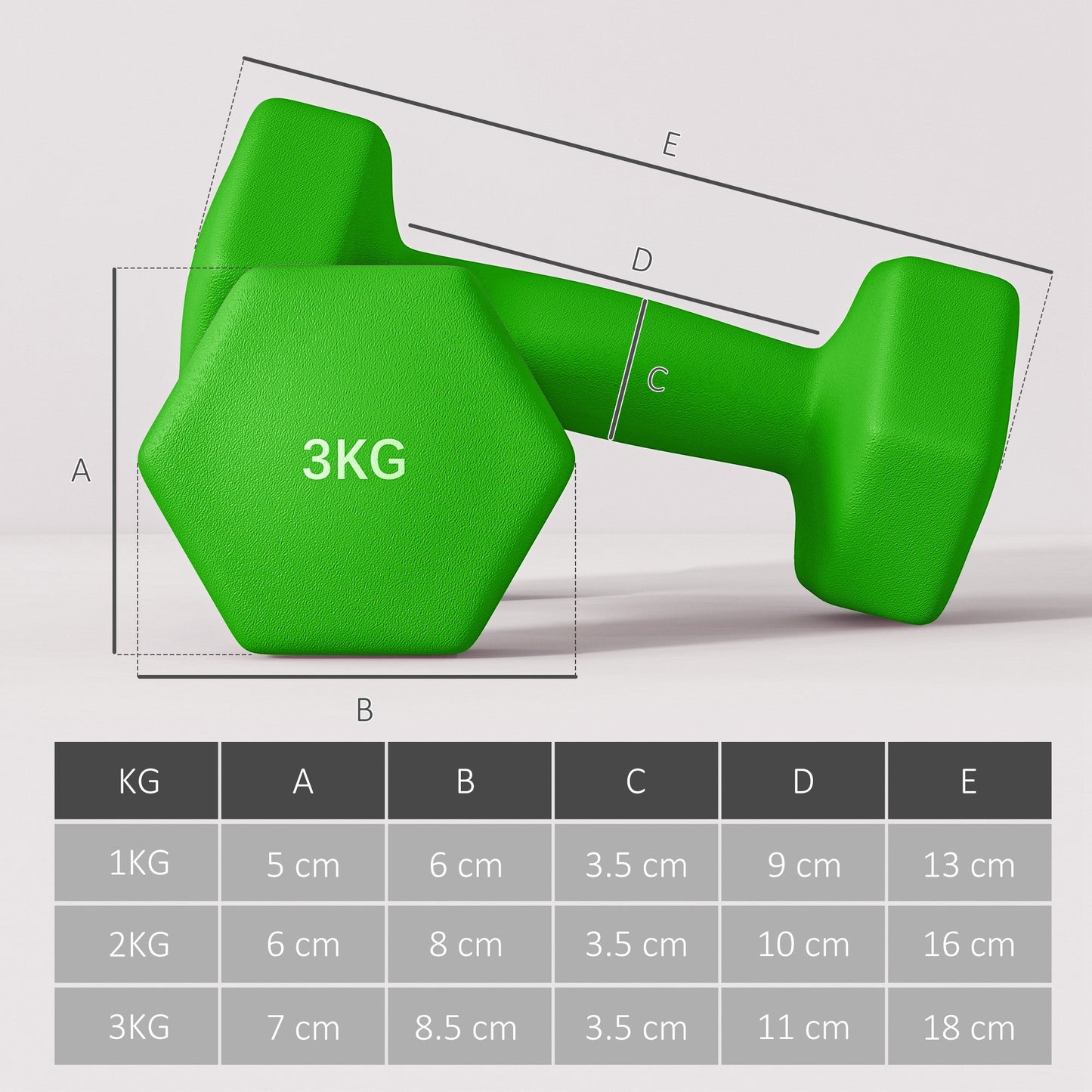 6 Piece Dumbbell Set with Rack - Hexagonal Non-Slip Hand Weights-2