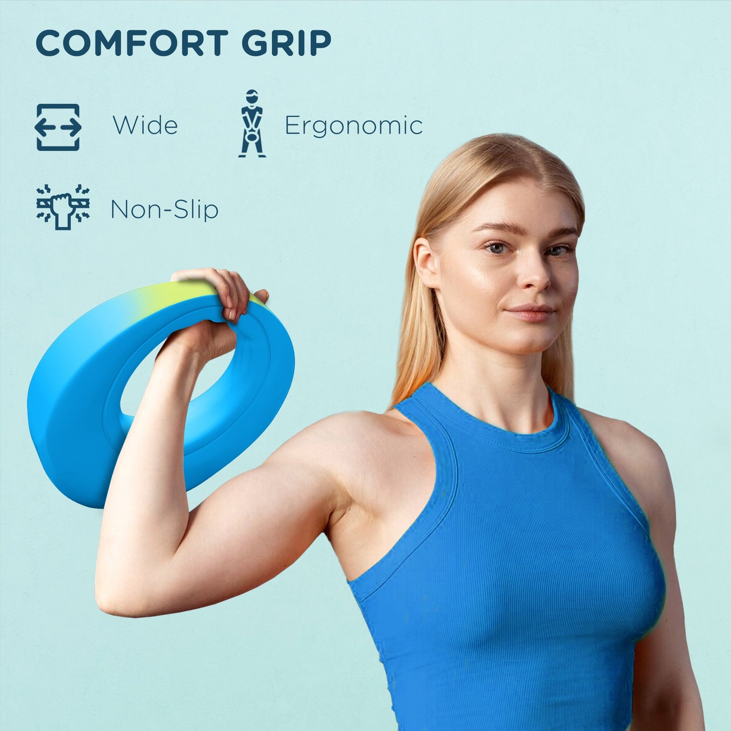 10kg Kettlebell, Soft Kettle Bell with Wide Handle for Home Gym, Weight Lifting, Strength Training, Light Blue-3