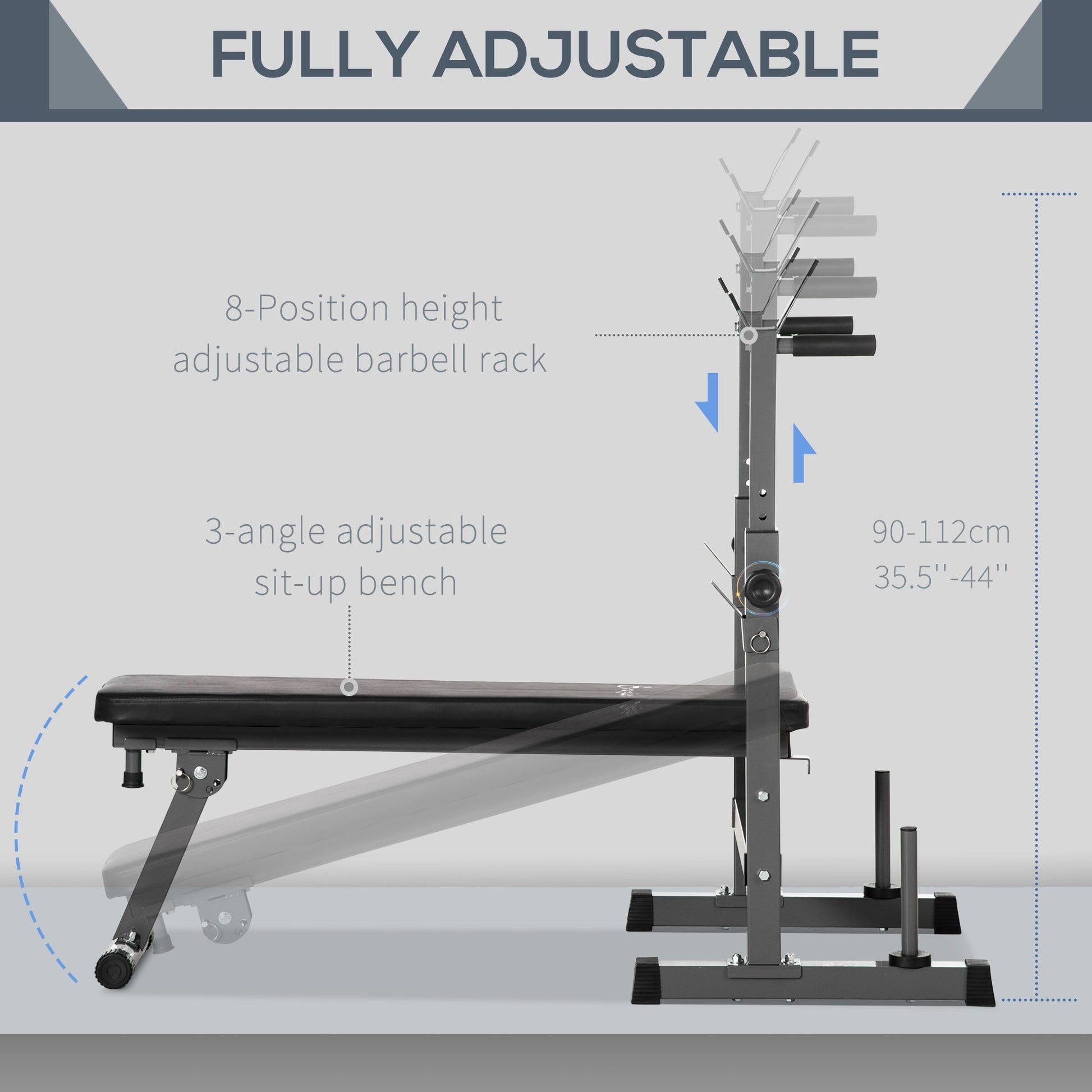 Adjustable Weight Bench with Barbell Rack-4
