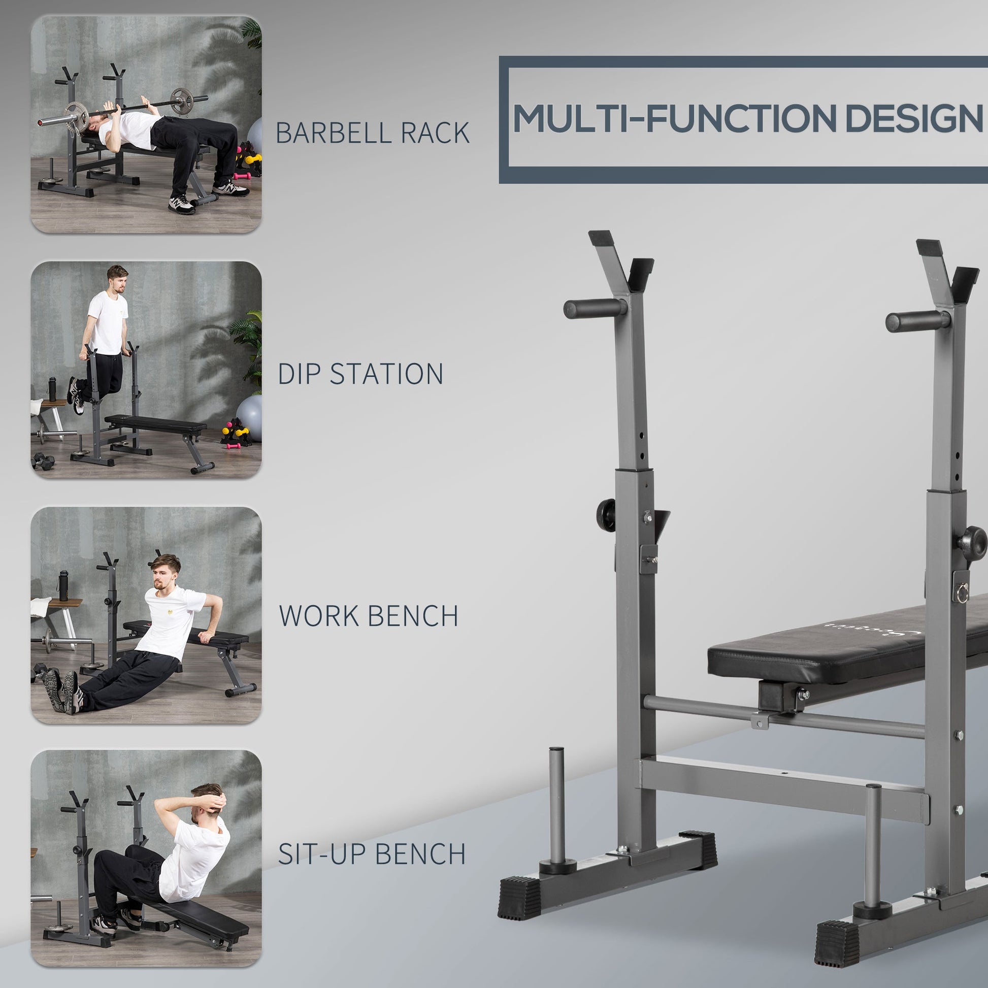 Adjustable Weight Bench with Barbell Rack-3