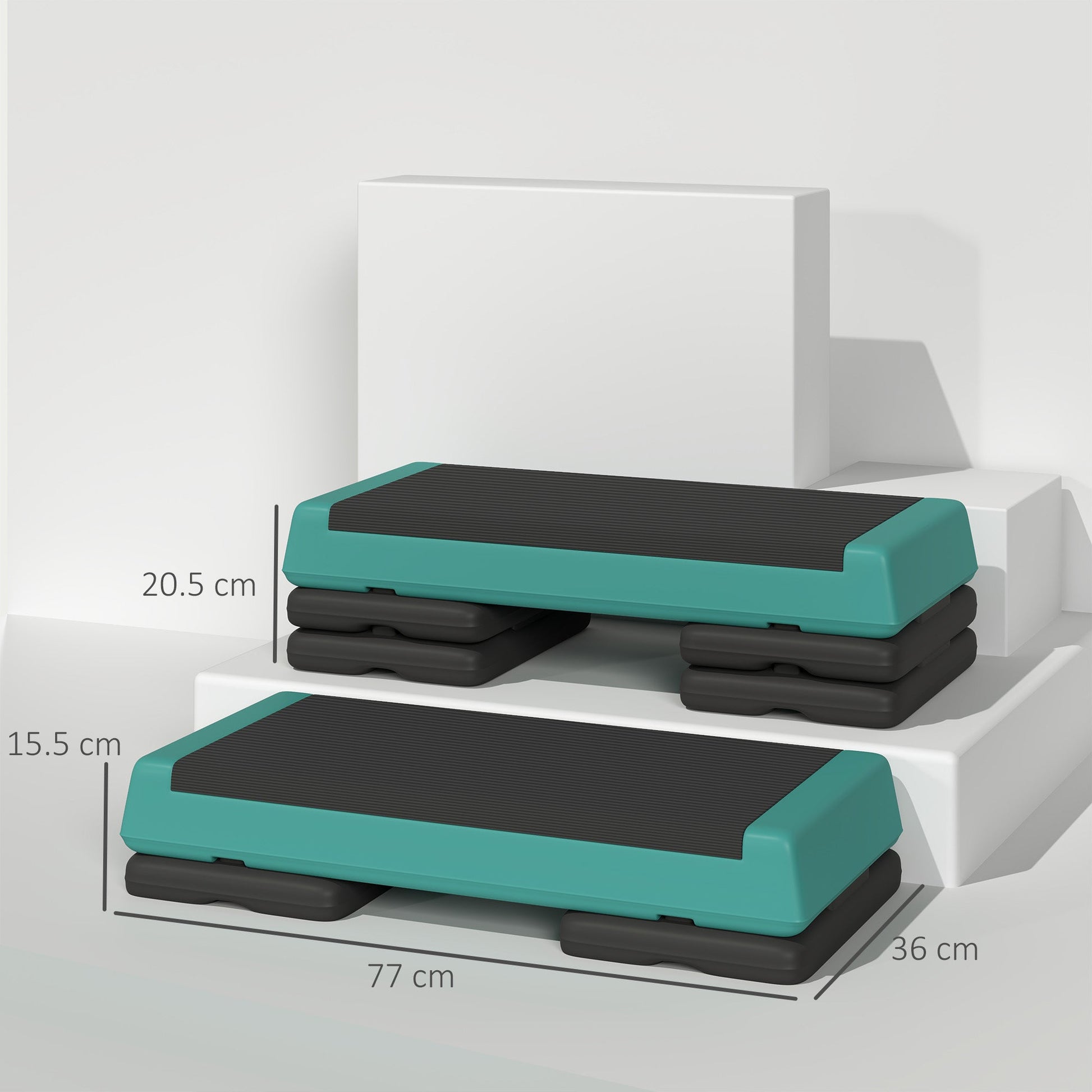 Adjustable Fitness Stepper with Non-Slip Surface - Green-2
