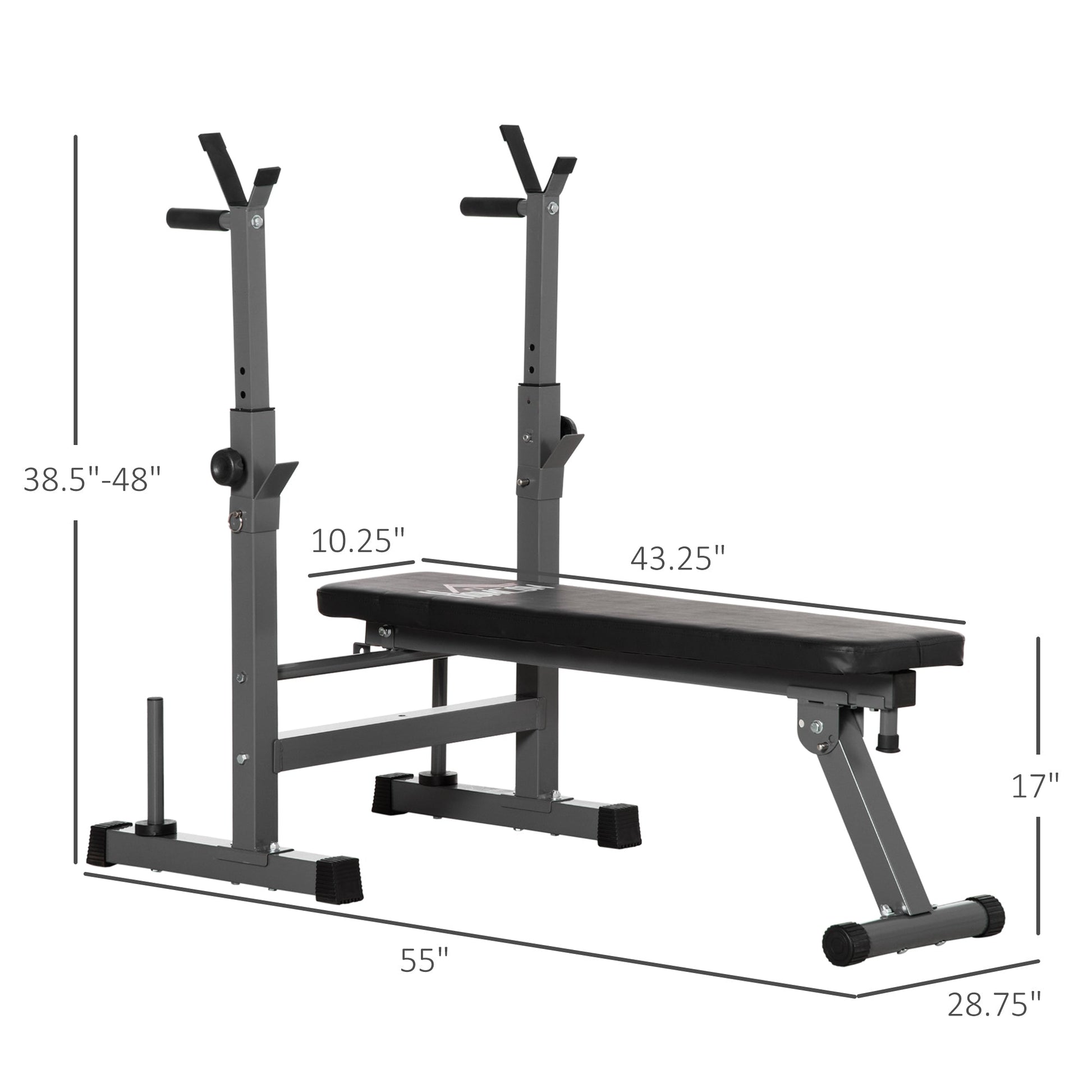 Adjustable Weight Bench with Barbell Rack-2