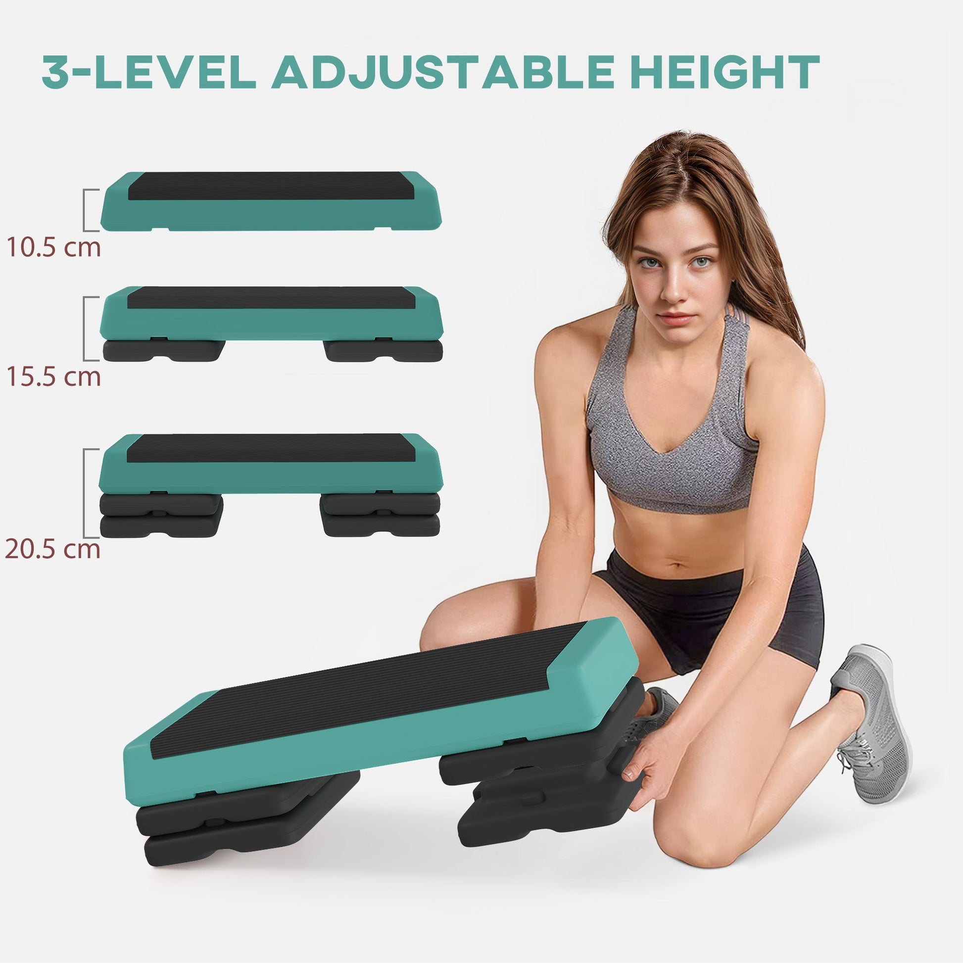Adjustable Fitness Stepper with Non-Slip Surface - Green-3