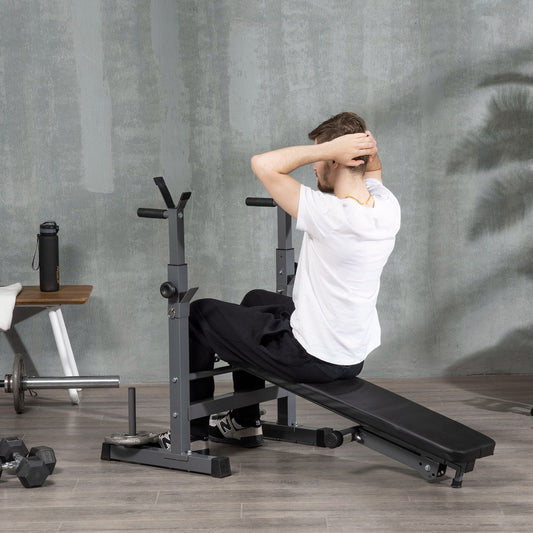 Adjustable Weight Bench with Barbell Rack-1