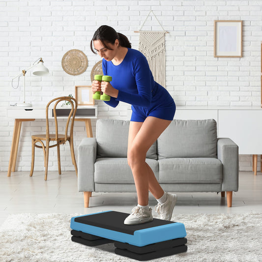 Adjustable Fitness Stepper with Non-Slip Surface - Light Blue-1